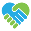 solid icon of two hand shaking in a heart shape